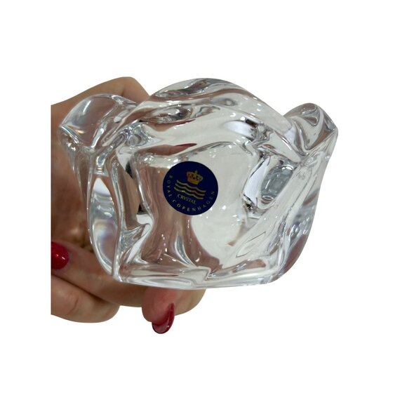 Royal Copenhagen Votive Candle Holder Vtg Clear Glass Denmark Lotus Collectible - Picture 5 of 11